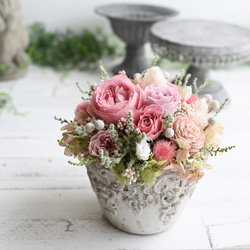 ローズフラワーガーデン＊コーラルピンク お部屋に作る薔薇のお庭のアレンジメント　プリザーブドフラワー 5枚目の画像