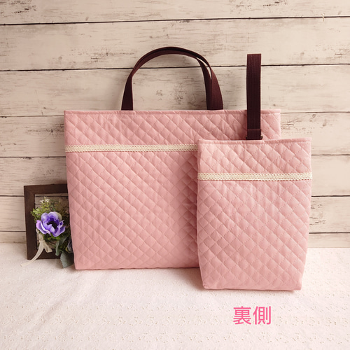 くすみカラー フリルがかわいいレッスンバッグ/手提げバッグ/お稽古