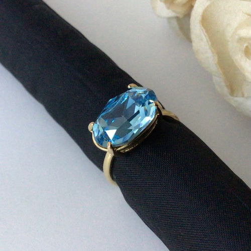テディ★美しいブルー!!アクアマリン★リングオーダー 11号 サンタマリア アクアマリン 0.83ct ダイヤモンド 計0.50ct
