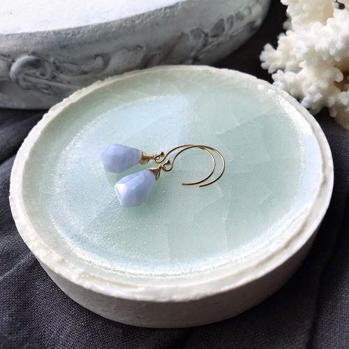 ブルーレースアゲート ヘキサゴンピアス R991 ブルーレースアゲート ヘキサゴンピアス R991 14Kgf ブルーレース