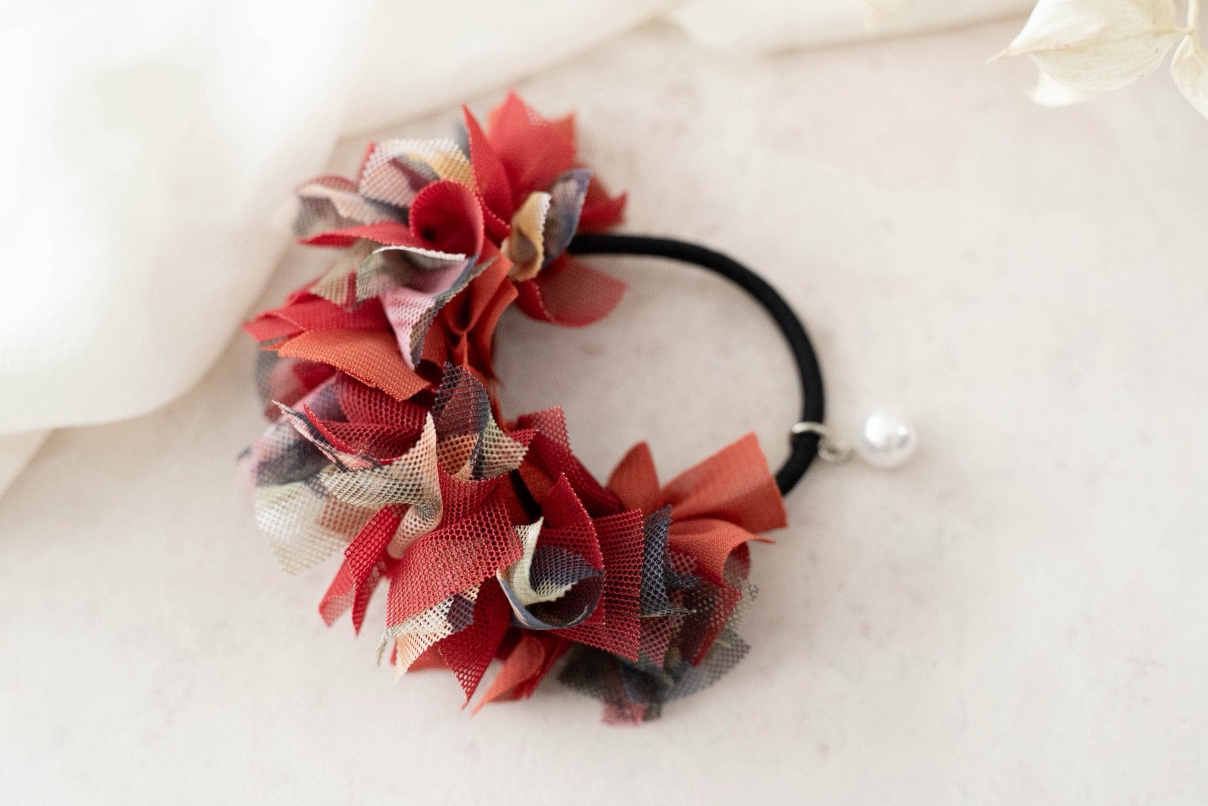 ヘアゴム シュシュ  パープル/レッド