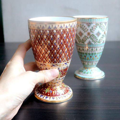 ワイングラス 酒器 日本酒 焼酎グラス ベンジャロン焼き ベンジャロン