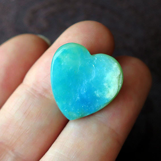 10月の誕生石 ブルーオパール ハート 約18mm｜ハンドメイド素材 × 晴れやかブルー2025