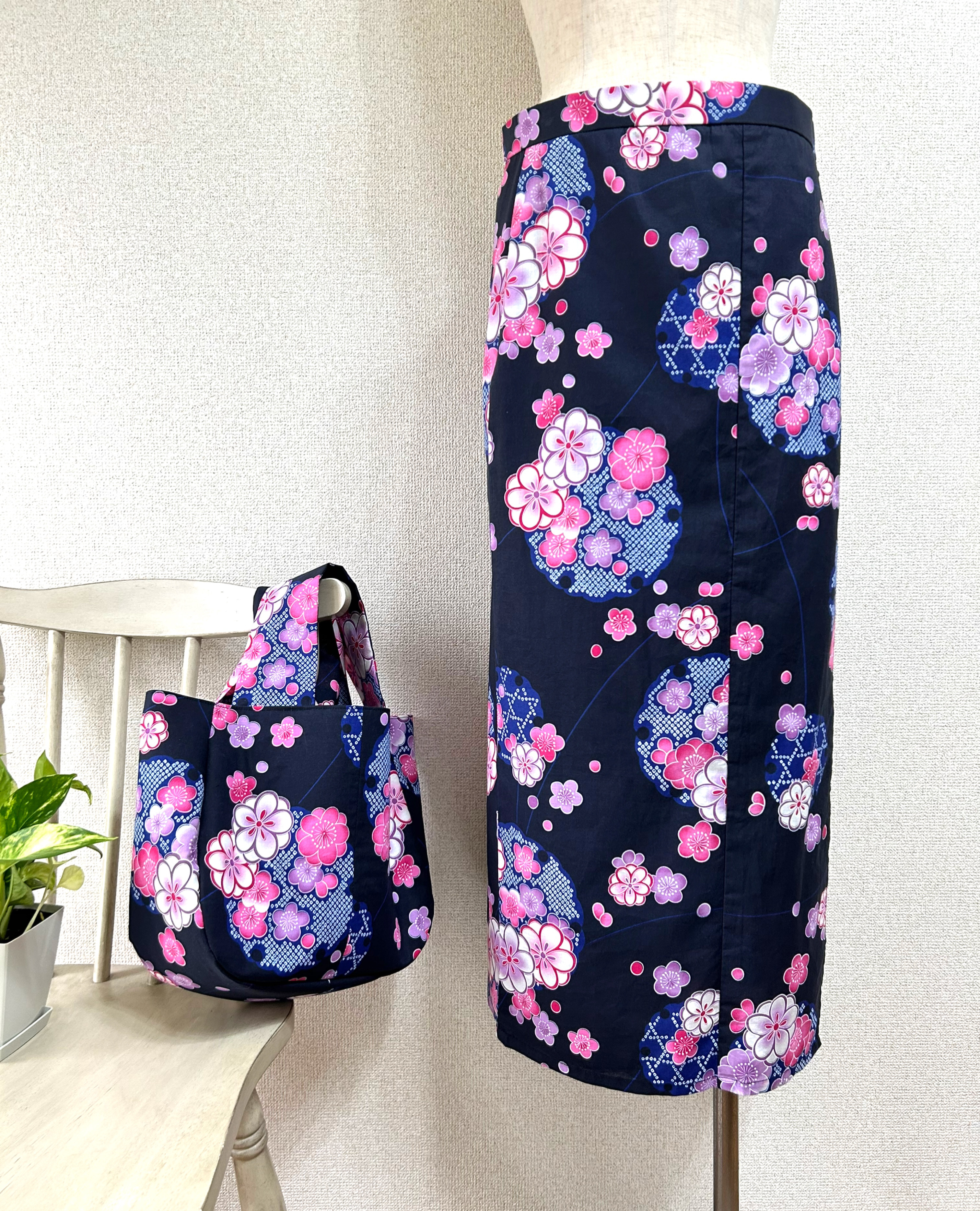 浴衣リメイク巻きスカート