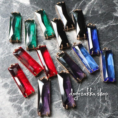 2個☆ガラス製 クリスタルスクエアチャーム クリア アクセサリー