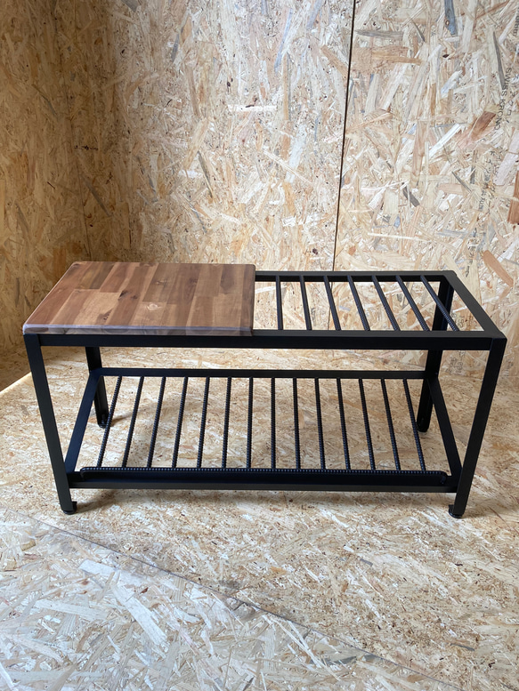 シューズラック　アイアン　インダストリアル　靴収納　スリム　かっこいい　シンプル　ベンチ　腰掛 