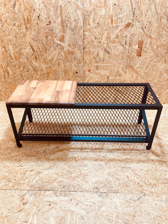 シューズラック　アイアン　インダストリアル　靴収納　スリム　かっこいい　シンプル　ベンチ　腰掛 