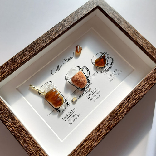 3種のコーヒー〉シーグラスアート その他アート moon 通販 18131946