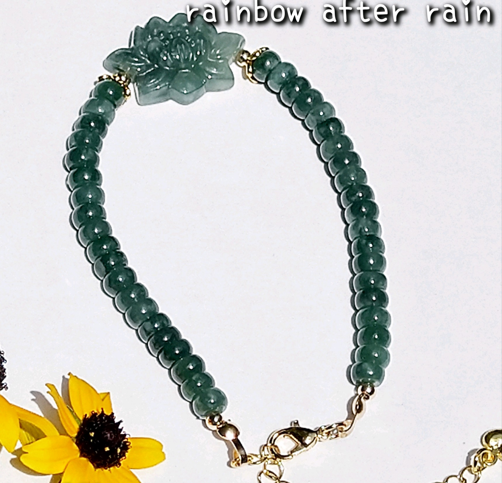 no. 185 天然石ブレスレット (翡翠、蓮)