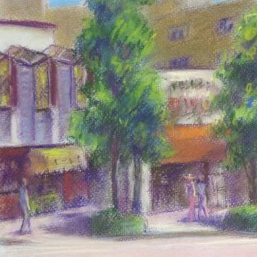 無料発送 街角の緑（パステル画） 18132105｜Creema 通販 克美 中井 絵画 絵画