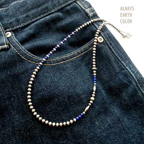 受注制作】4mmナバホパールとラピスラズリのネイティブなデザイン