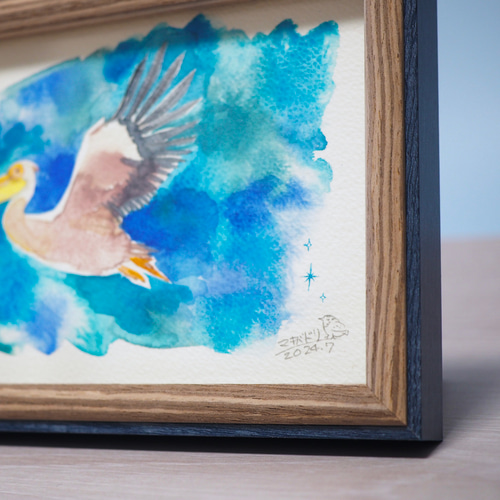 額入原画「モモイロペリカン」 絵画 マキバドリ 通販 18132220｜Creema