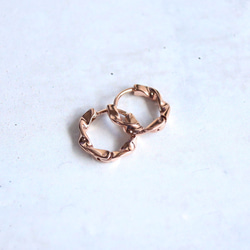 ☆大人気☆小さめ ワンタッチ つけっぱなしOK 錆びないステンレス【mini 中折れツイストフープ 3color】ピアス 5枚目の画像