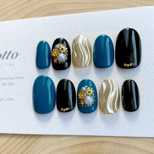 成人式ネイル/黒/青緑/振袖ネイル/着物ネイル/白無垢/和装/ブライダル