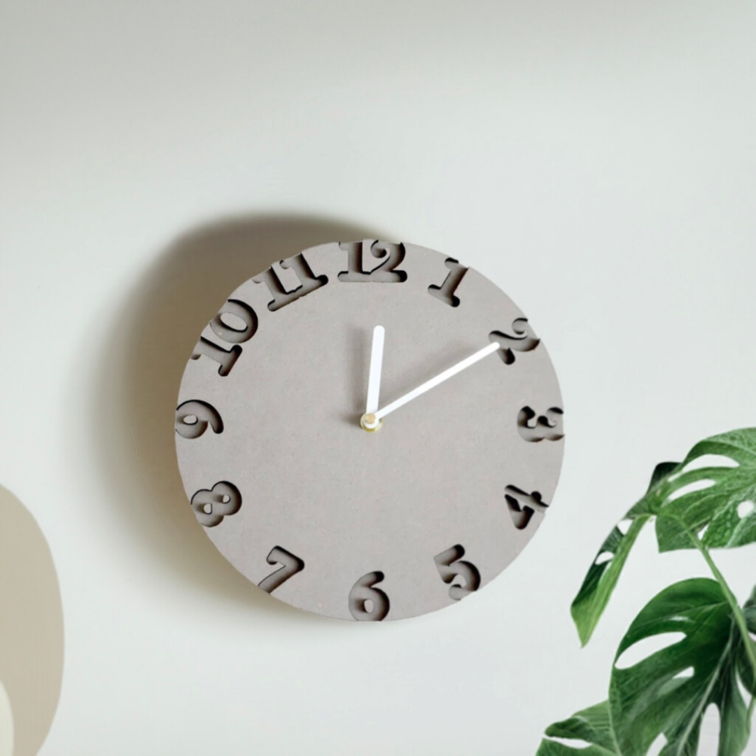 IsshiKi GRAY モノトーンな木製掛け時計