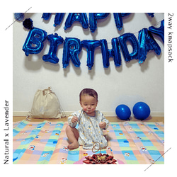 名入れ&お誕生日入れ★一升餅・パン・米用リュック　2wayナップサック　1歳のファースト誕生日会　男の子、女の子 3枚目の画像