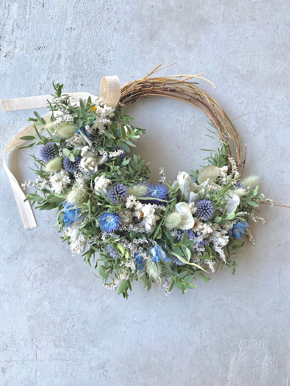 ナチュラルハーフリース（ブルー） インテリア フラワーギフト お祝い