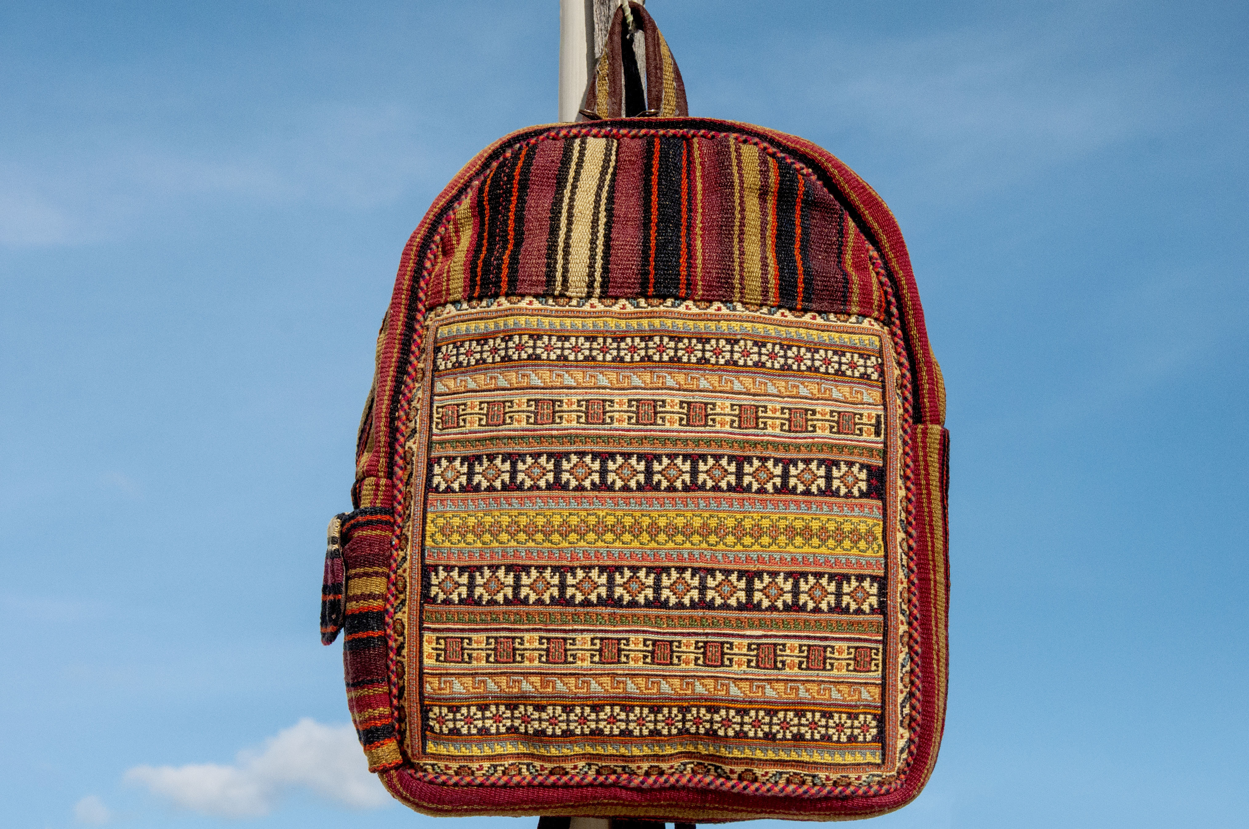 キリム トルコ ショルダーバッグ、特大革継ぎバックパック、エスニックスタイル登山バッグ - イラン絨毯スタイル クリスマス交換ギ