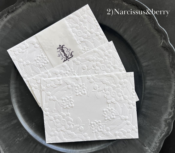 花飾り3Dエンボスポストカード３枚セット 3枚目の画像