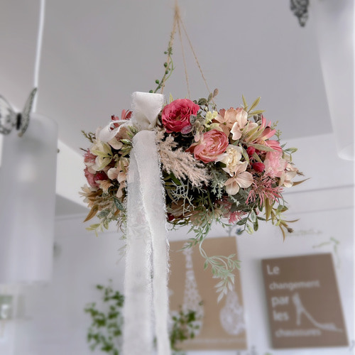 プリザーブドフラワー♡桜色のハンギングリース