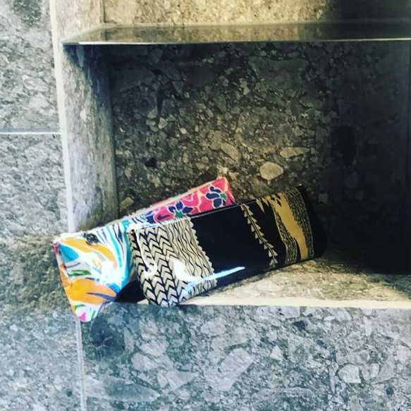 歯ブラシケース（コスメポーチ）　ハワイアン生地にビニール地を合わせたポーチ 6枚目の画像