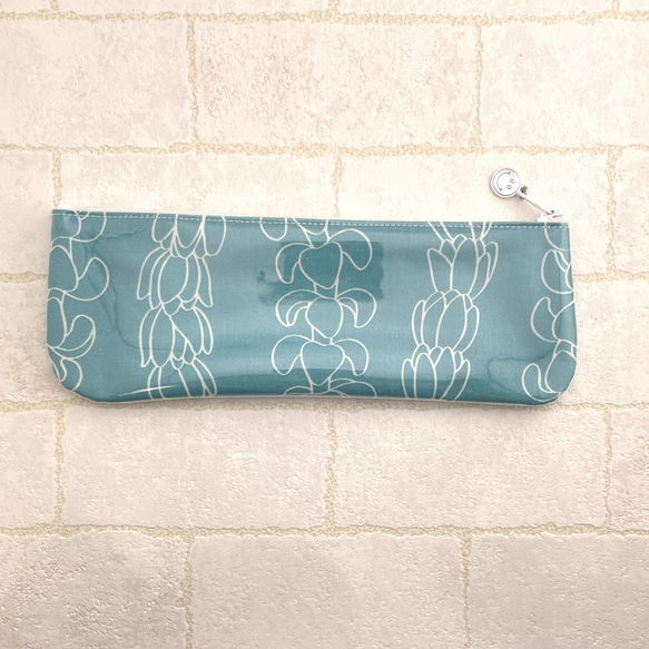 歯ブラシケース（コスメポーチ）　ハワイアン生地にビニール地を合わせたポーチ 2枚目の画像