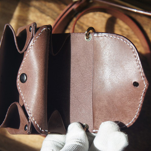 【送料無料】マヤベリーのアコーディオンミニポーチ【ダークブラウン】 送料無料】マヤベリーのアコーディオンミニポーチ【ダーク