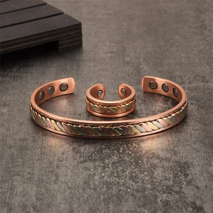 純銅磁気ブレスレット エネルギーマグネット付き   磁気ブレスレット ストレス解消 減量 痩身 調節可能 SSP160