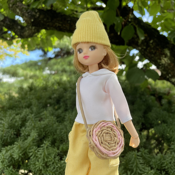 バラ売り可 レトロかごバック　リカちゃん　ブライス LB2402リカちゃん ブライス カゴバッグ カゴショルダーバッグ ベージュ
