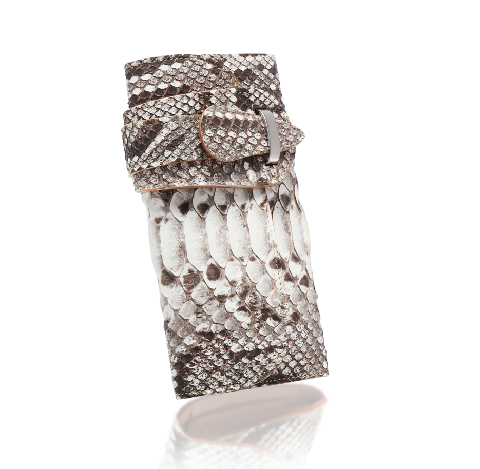 バイカーズウォレット ダイヤモンドパイソン 本革 蛇革 長財布 ハンドメイド ロングウォレット サドルレザー 札入れ