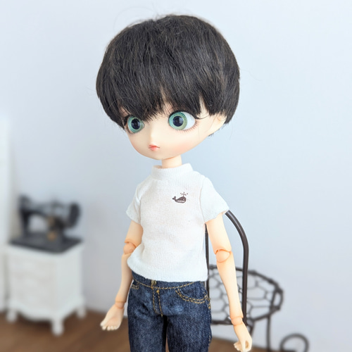 ※ドール服※サイズ変更について※ブライス※ハルモニアブルーム※momoko 1197※ハルモニアブルームアウトフィット※単品※白のTシャツ・クジラ※1/6