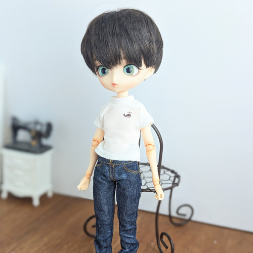 1197※ハルモニアブルームアウトフィット※単品※白のTシャツ・クジラ※1/6