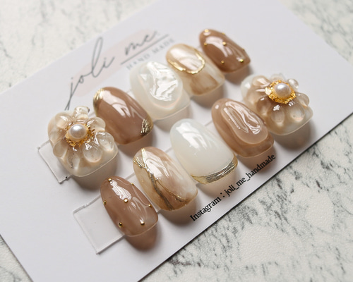 ネイルチップ ニュアンスネイル 花 フラワー フルオーダーネイル オーダーネイル e8778de54fa3502d302c56e8948117