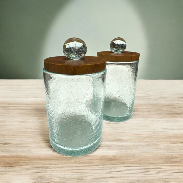 送料無料 チーク & バリグラス アメニティケース　麺棒入れ　コットンケース お菓子　小物入れ 