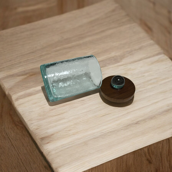 送料無料 チーク & バリグラス アメニティケース　麺棒入れ　コットンケース お菓子　小物入れ 