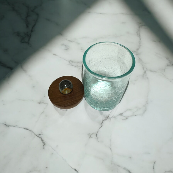 送料無料 チーク & バリグラス アメニティケース　麺棒入れ　コットンケース お菓子　小物入れ 