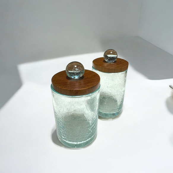 送料無料 チーク & バリグラス アメニティケース　麺棒入れ　コットンケース お菓子　小物入れ 