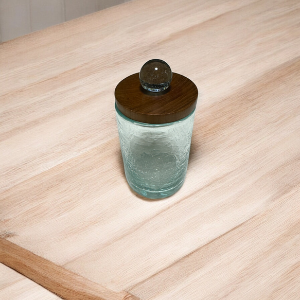 送料無料 チーク & バリグラス アメニティケース　麺棒入れ　コットンケース お菓子　小物入れ 