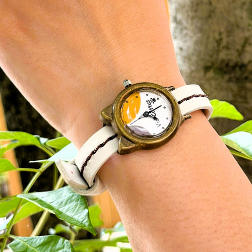 手作り腕時計 Via Cattus (三毛猫時計 シングルベルト) 腕時計 Via