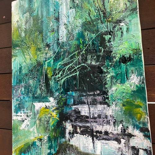 絵画 油絵 風景画 のどかな森 NO.15 12号 爽やかなを感じさせる