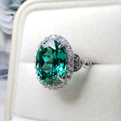 奇跡の輝き☆パライバトルマリン 人工宝石 12x16 ヘイローリング 大粒