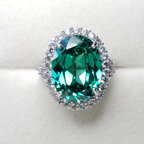 奇跡の輝き☆パライバトルマリン 人工宝石 12x16 ヘイローリング 大粒