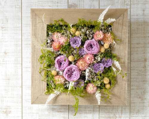 フラワーアレンジフレーム　12ヶ月セット ✽限定1点✽ロマンチックカラーのフレームアレンジ