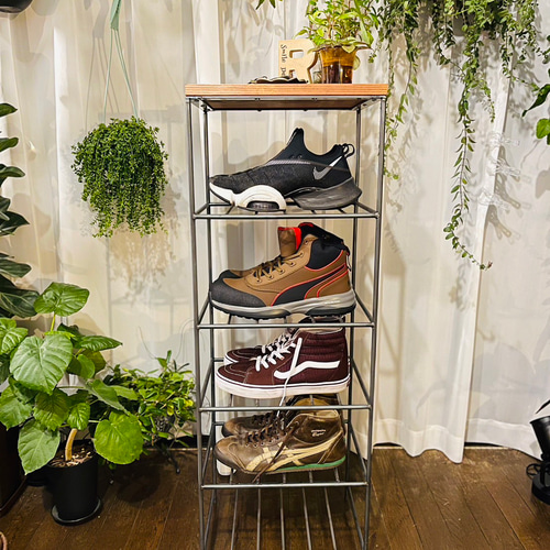 アイアンラック 6段シェルフ アイアン家具 シューズラック