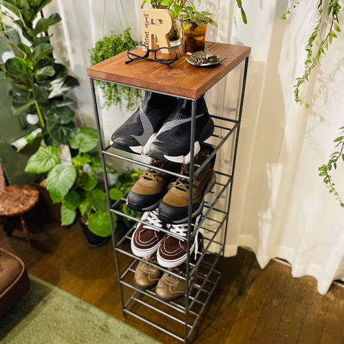 アイアンラック 6段シェルフ アイアン家具 シューズラック