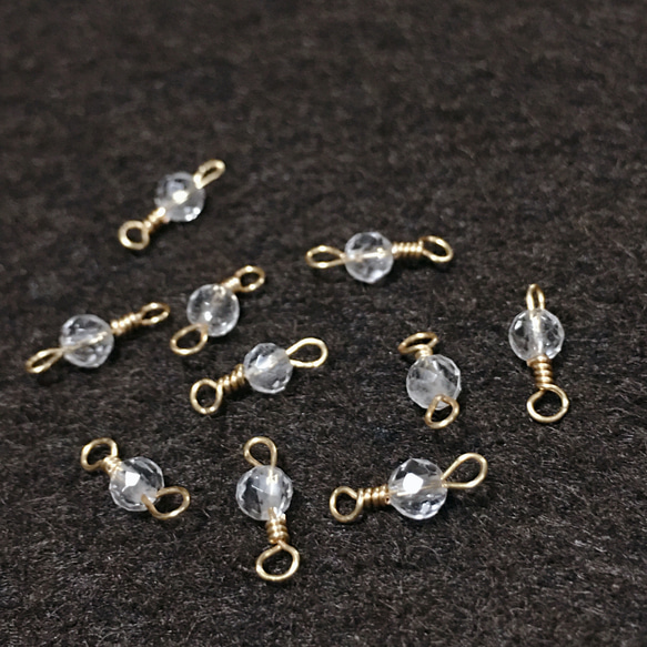 線径0.4㎜ワイヤーめがね留め14kgfハンドメイド素材】水晶3㎜カットの