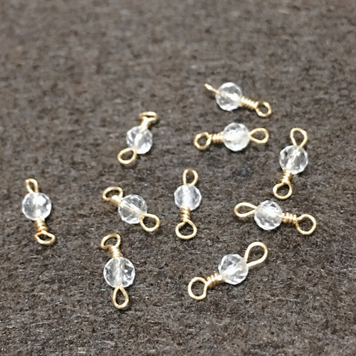 線径0.4㎜ワイヤーめがね留め14kgfハンドメイド素材】水晶3㎜カットの