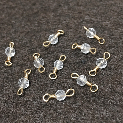 線径0.4㎜ワイヤーめがね留め14kgfハンドメイド素材】水晶3㎜カットの