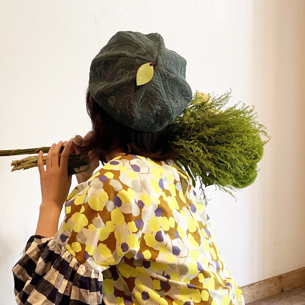 刺し子風ニットアップルベレー<GR>