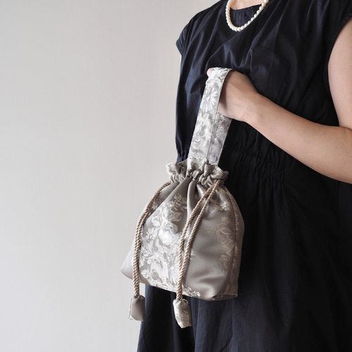 尾州織の巾着バッグ・和装ドレスにも/七五三/成人式/結婚式/フォーマル